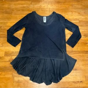 FREE PEOPLE Faded Black/Grey, Low Scoop Neck, Back Peplum Waist, High/Low Hem S